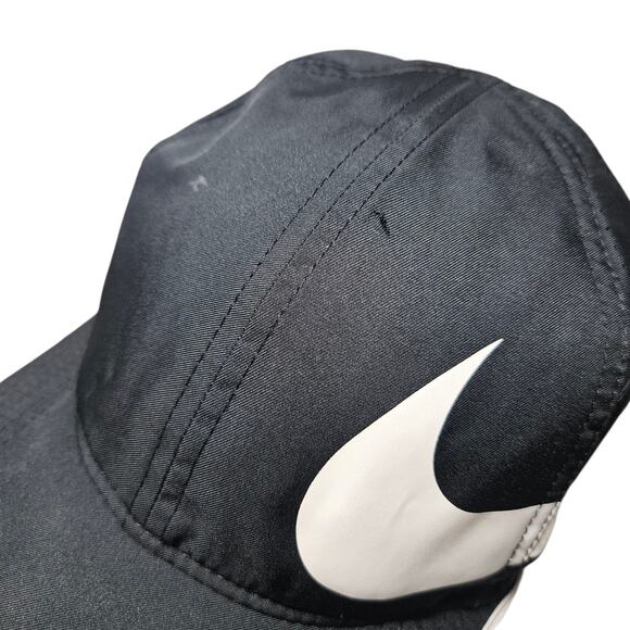 Nike Dri Fit Featherlight Hat Cap Big Logo Black White Breathable Soft Shell - Picture 11 of 15